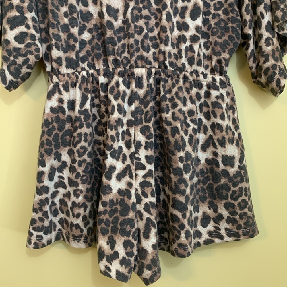 Ella Blue Leopard Relaxed Fit Loungewear Comfy Kimono One Piece Romper Shorts S - Picture 16 of 17